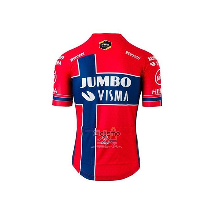 Jumbo Visma Ropa Ciclismo Culotte Corto 2020 Mangas Cortas Rojo Azul